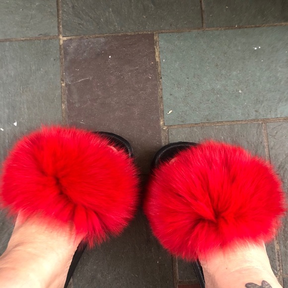 🎄🎄🎄New arrivals fox fur slippers’🎁 - Picture 2 of 4